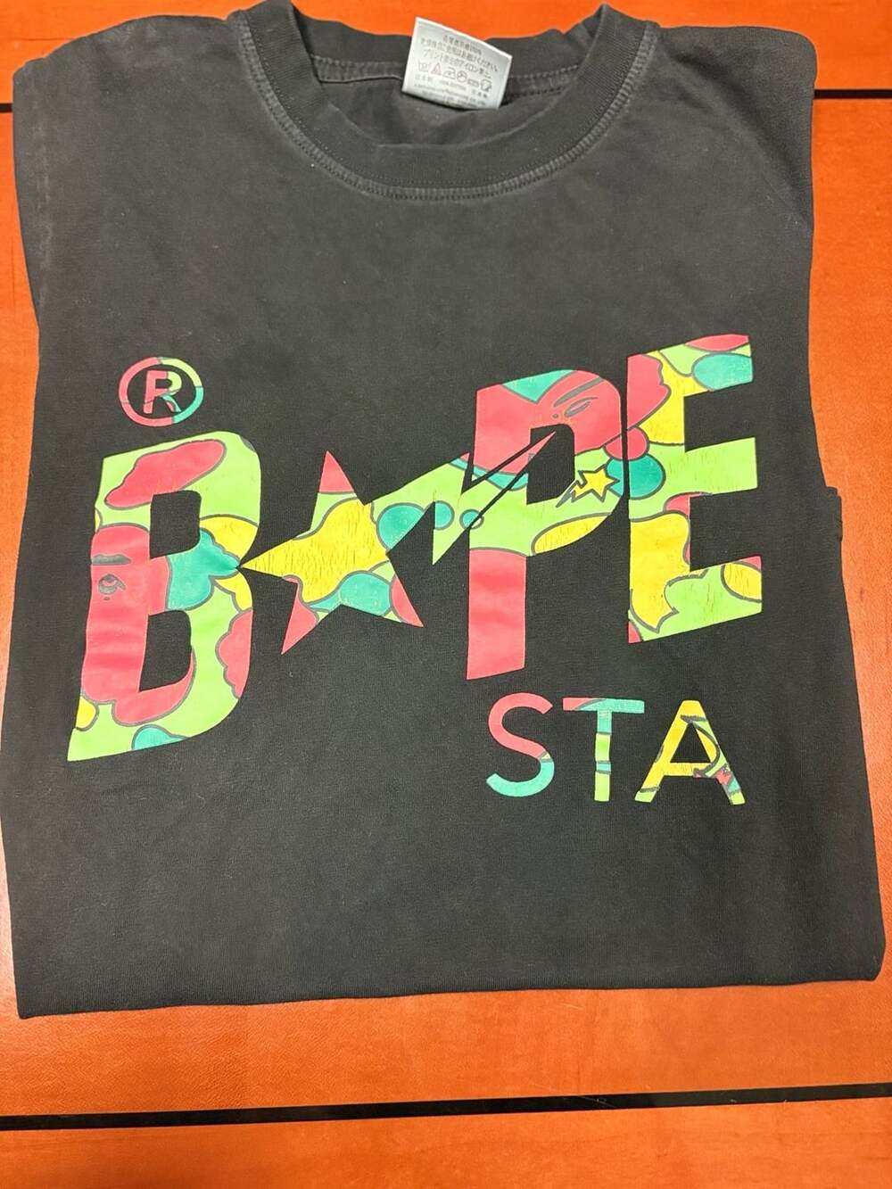 A Bathing Ape Bape Sta Size M Black Camo Logo Graphic T-Shirt